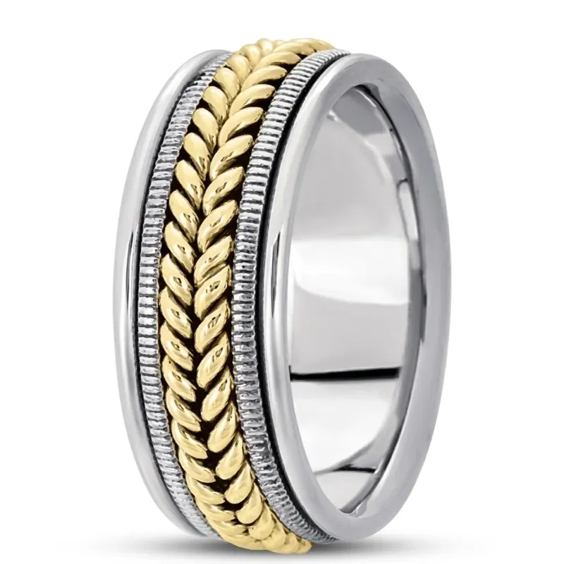 platinum 9mm. high polish hand-made-woven-wedding-band - alternate view 9