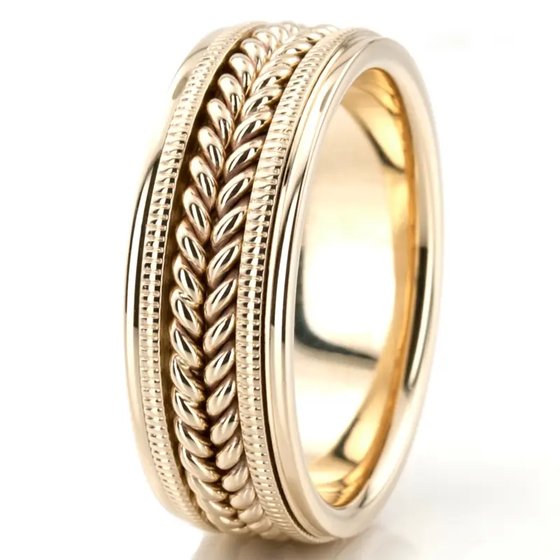 platinum 8mm. high polish hand-made-woven-wedding-band - alternate view 8