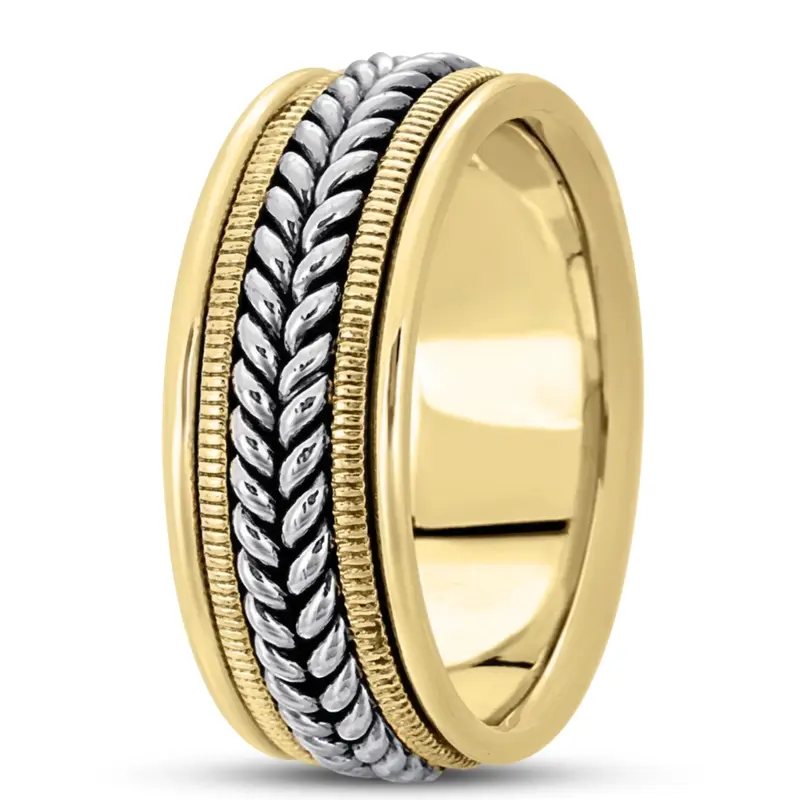 platinum 9mm. high polish hand-made-woven-wedding-band - alternate view 10