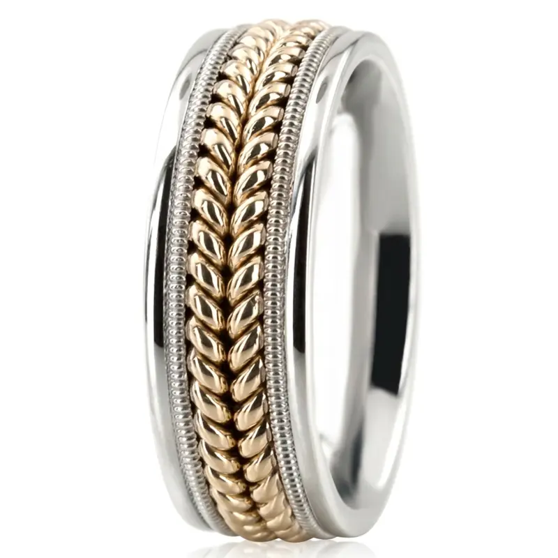 platinum 8mm. high polish hand-made-woven-wedding-band - alternate view 12