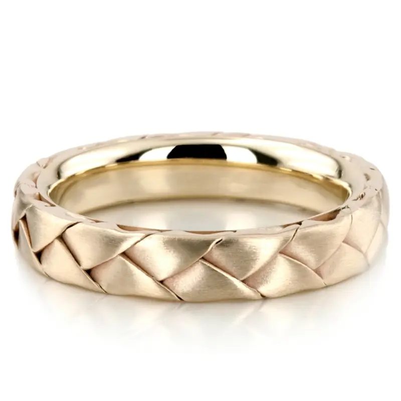 18K yellow gold 4.5mm. satin handmade-wedding-bands - alternate view 2