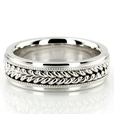 Double-braided Milgrain Hand Woven Wedding Ring  - view 2 of 7