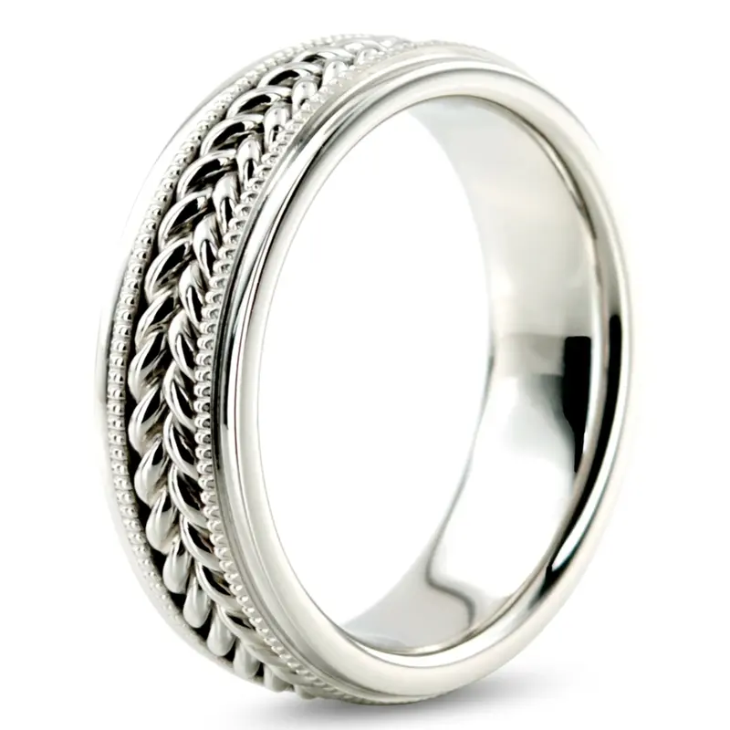 14K white gold 6mm. high polish Hand-made-wedding-ring - alternate view 5