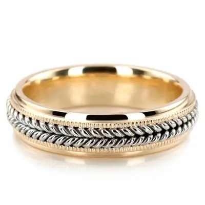 Double-braided Milgrain Hand Woven Wedding Ring  - view 7 of 7