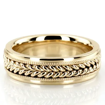 Double-braided Milgrain Hand Woven Wedding Ring  - view 3 of 7