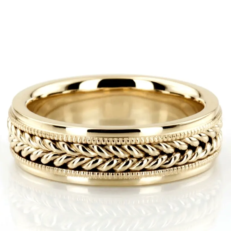 14K yellow gold 6mm. high polish Hand-made-wedding-ring - alternate view 4