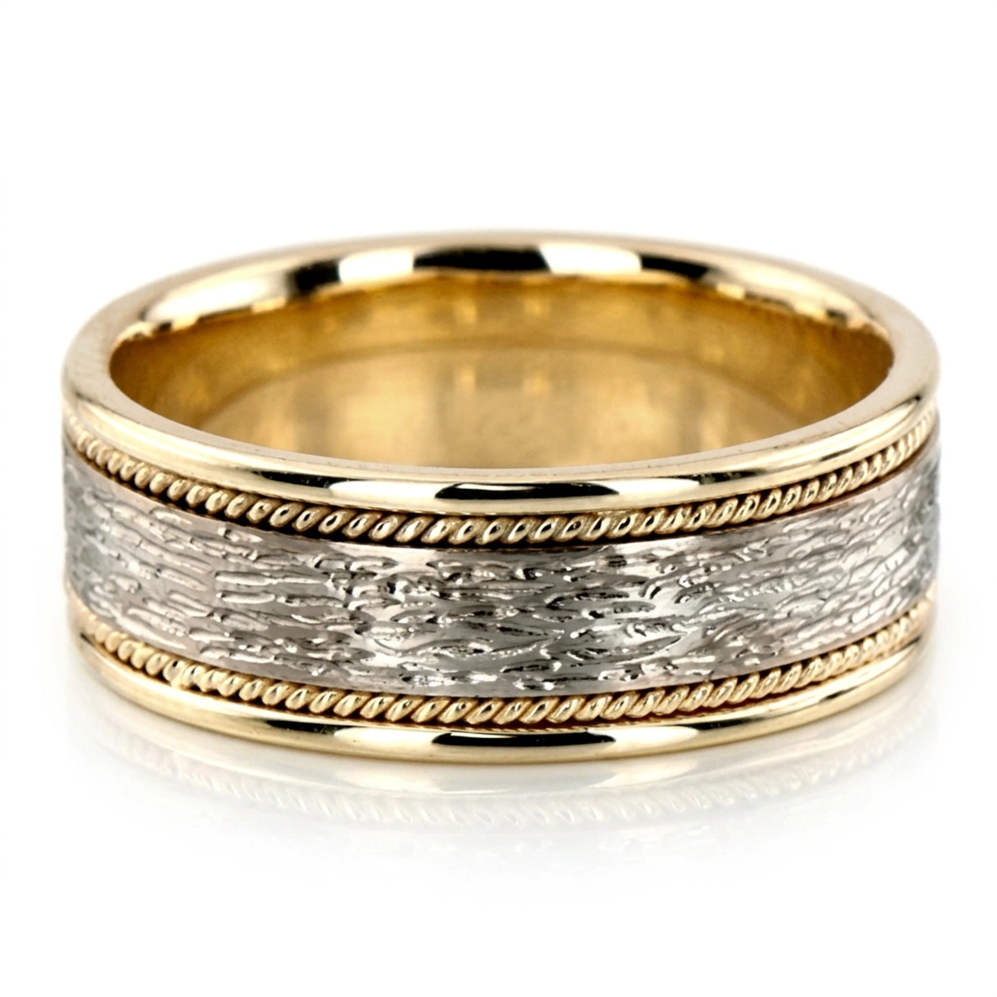 10K yellow-white-yellow gold 8mm. same as picture hand-made-weddingbands - alternate view 2