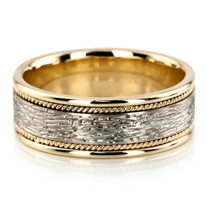 10K yellow-white-yellow gold 8mm. same as picture hand-made-weddingbands - main view