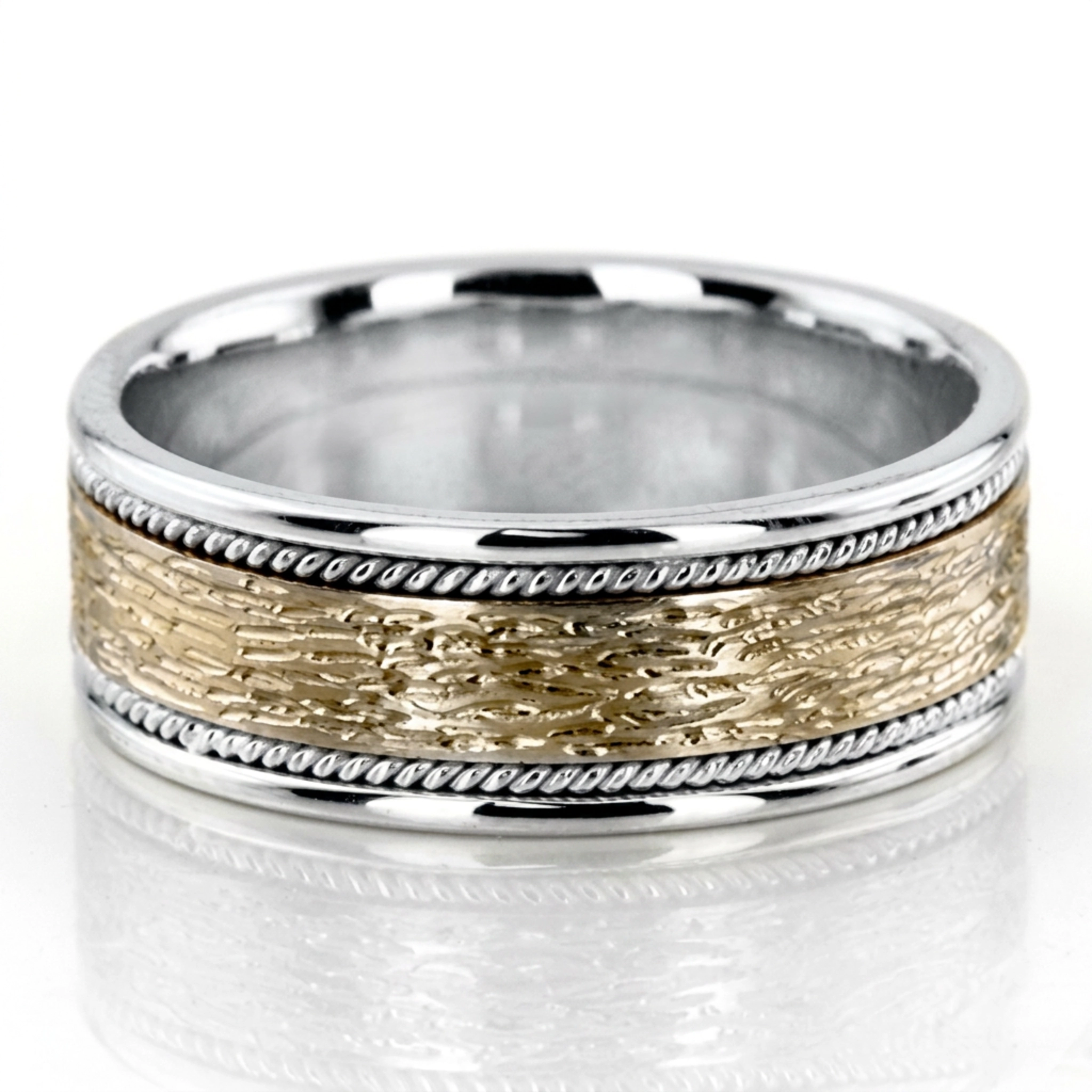 10K white-yellow-white gold 8mm. same as picture hand-made-weddingbands - alternate view 4