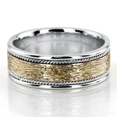 10K white-yellow-white gold 8mm. same as picture hand-made-weddingbands - alternate view 4 thumbnail