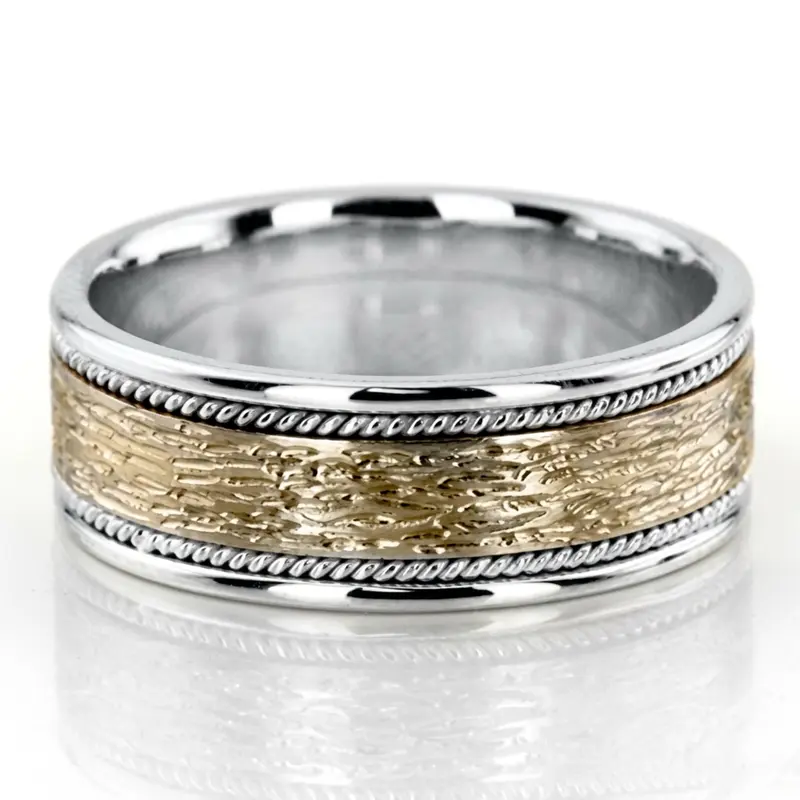 10K white-yellow-white gold 8mm. same as picture hand-made-weddingbands - alternate view 3