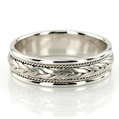10K white gold 7mm. satin hand-made-wedding-band - main view thumbnail