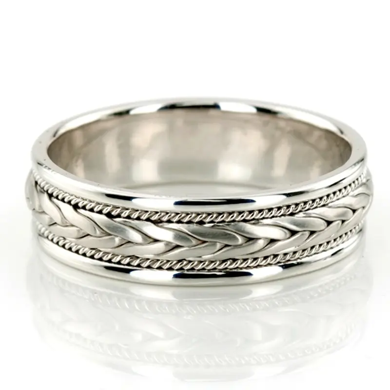 10K white gold 7mm. satin hand-made-wedding-band - main view