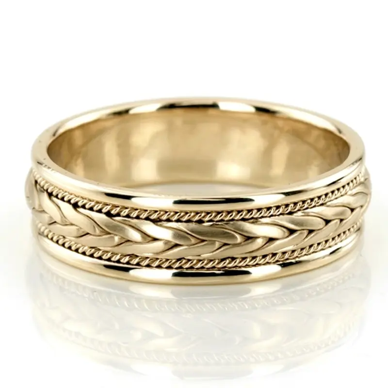 10K yellow gold 7mm. satin hand-made-wedding-band - alternate view 4