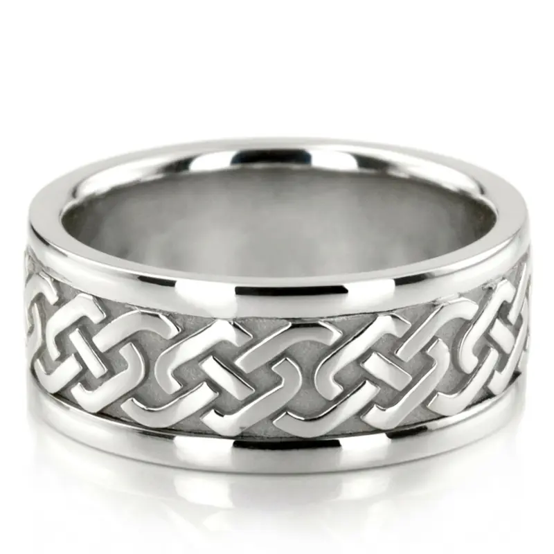 platinum 9mm. high polish hand-made-celtic-wedding-band - main view