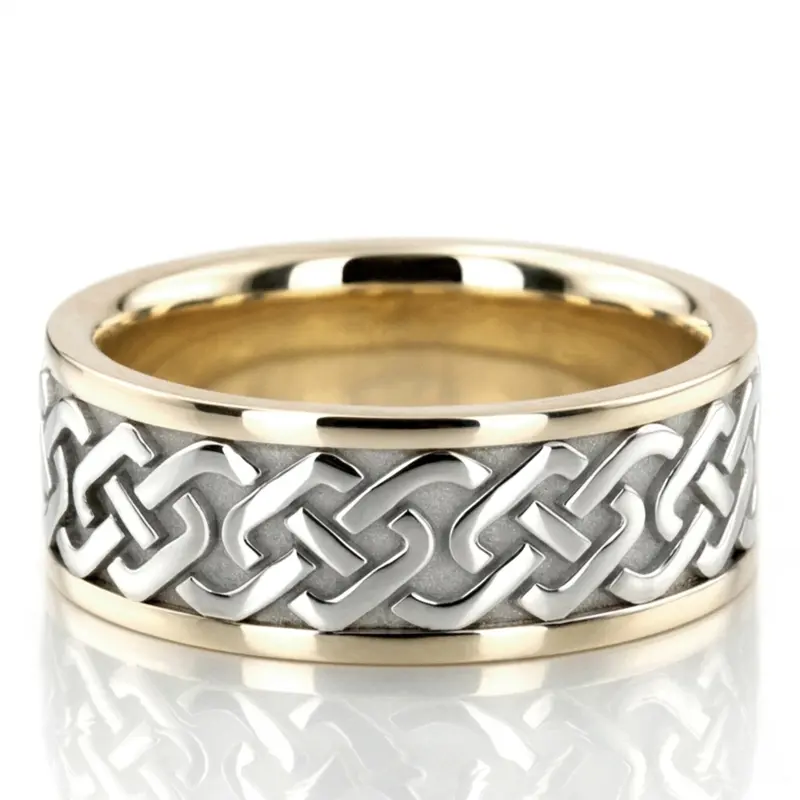 platinum 8mm. high polish hand-made-celtic-wedding-band - alternate view 2