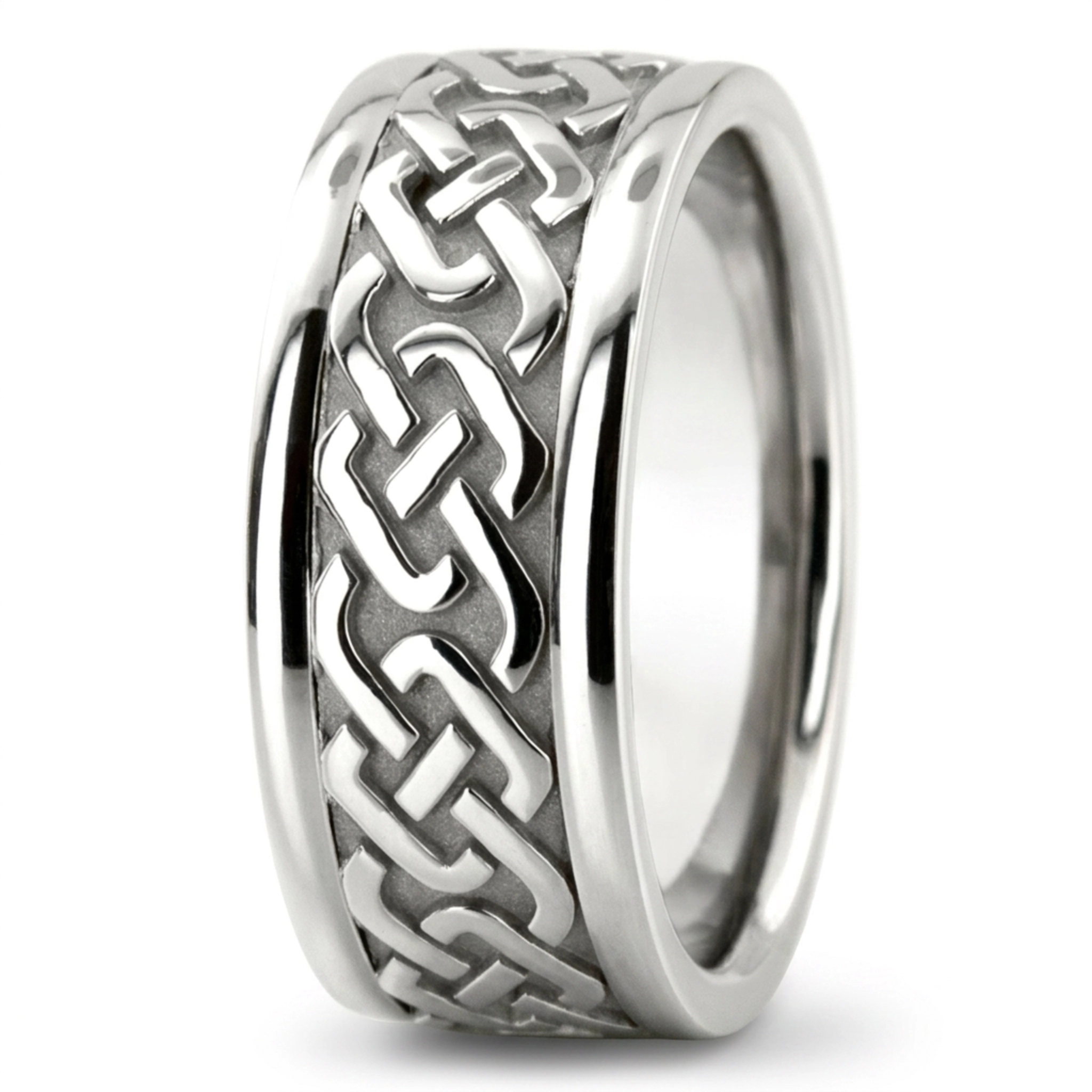 10K white gold 9mm. high polish hand-made-celtic-wedding-band - alternate view 6