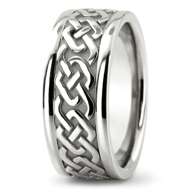 platinum 9mm. high polish hand-made-celtic-wedding-band - alternate view 6