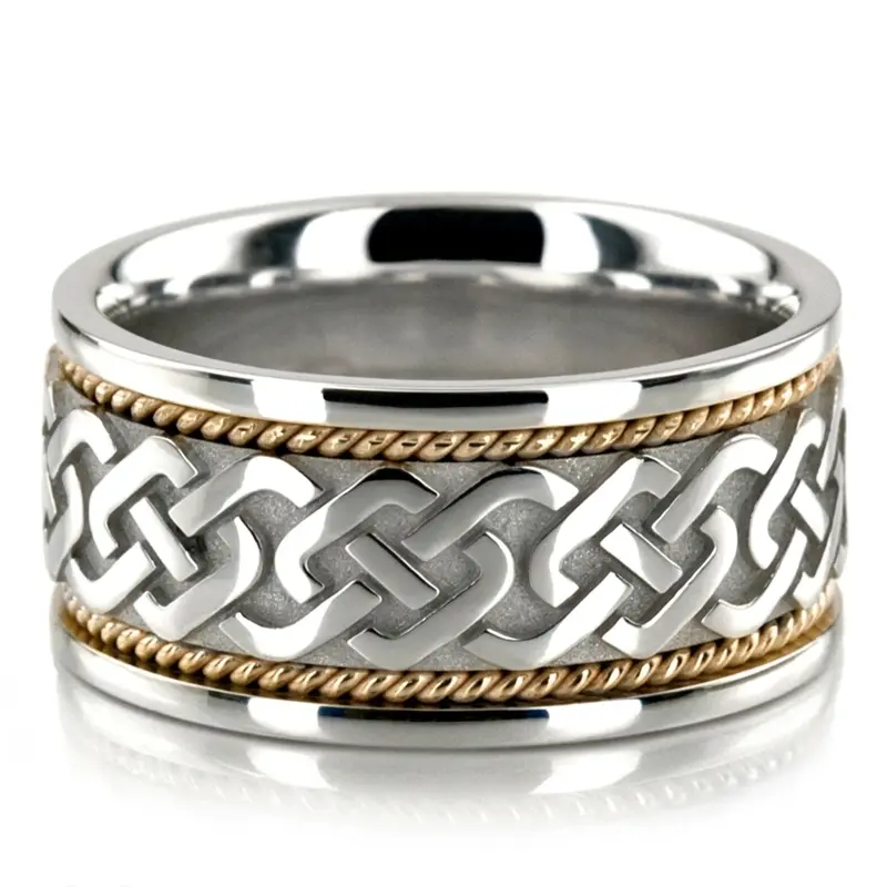 platinum 10.5mm. high polish hand-made-celtic-wedding-band - alternate view 2