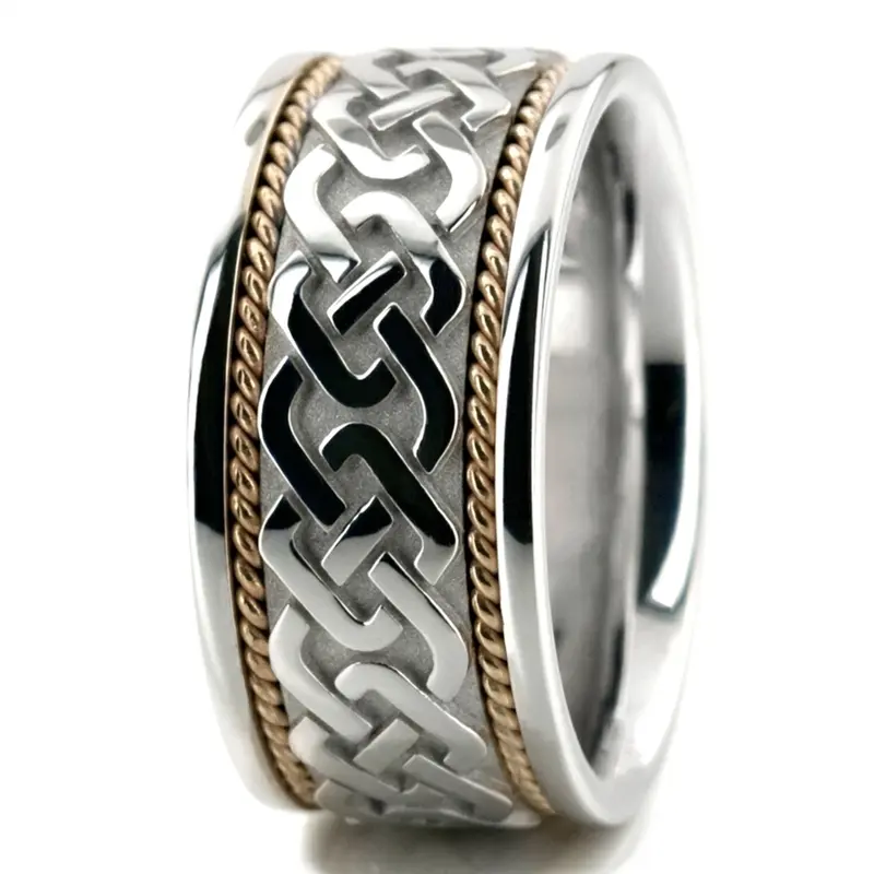 platinum 10.5mm. high polish hand-made-celtic-wedding-band - alternate view 7