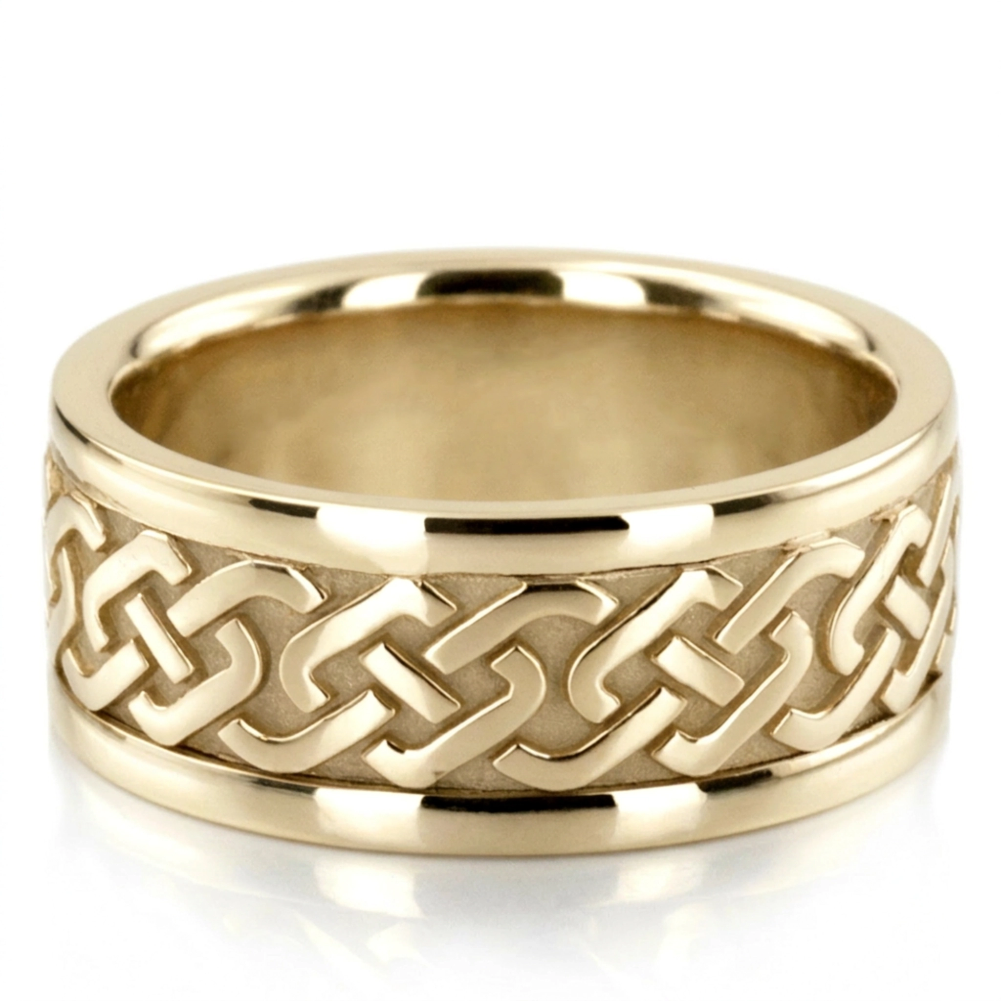 10K yellow gold 9mm. high polish hand-made-celtic-wedding-band - alternate view 3