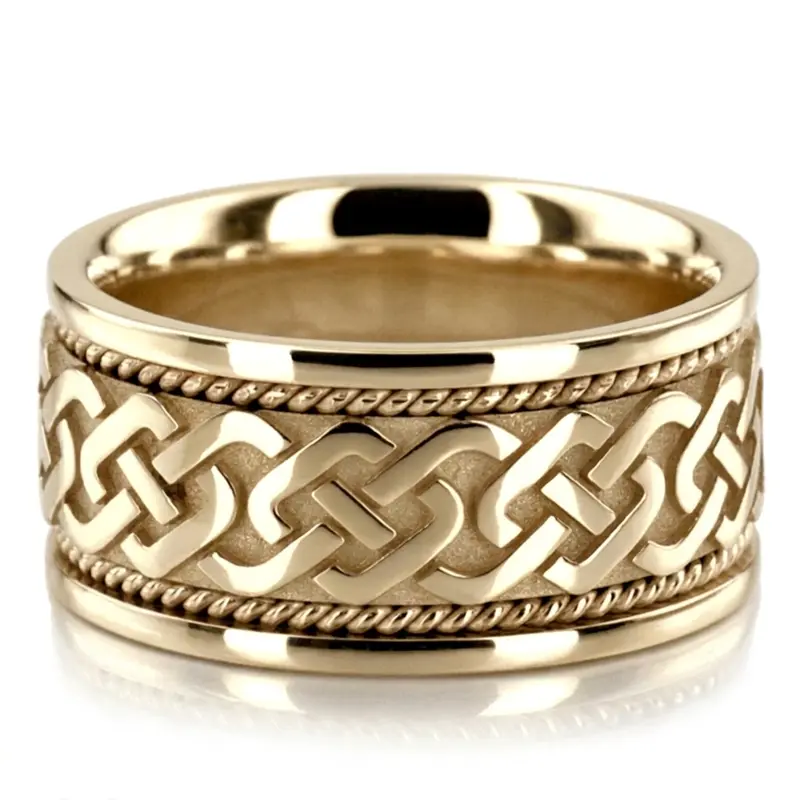 platinum 10.5mm. high polish hand-made-celtic-wedding-band - alternate view 3
