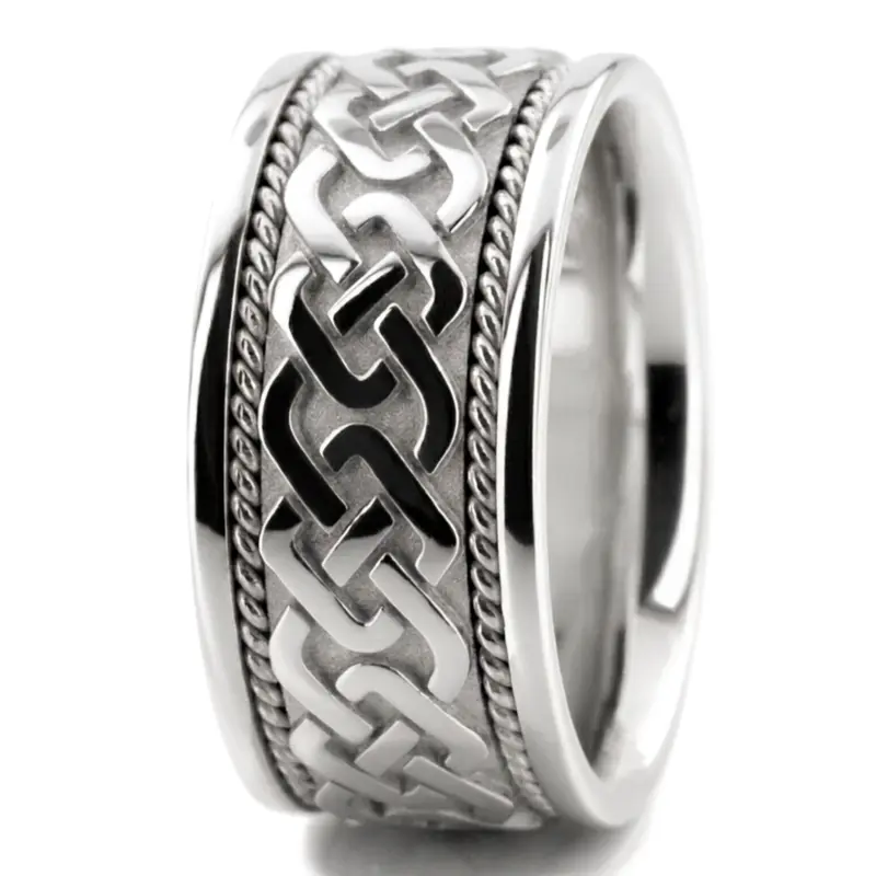 platinum 10.5mm. high polish hand-made-celtic-wedding-band - alternate view 6