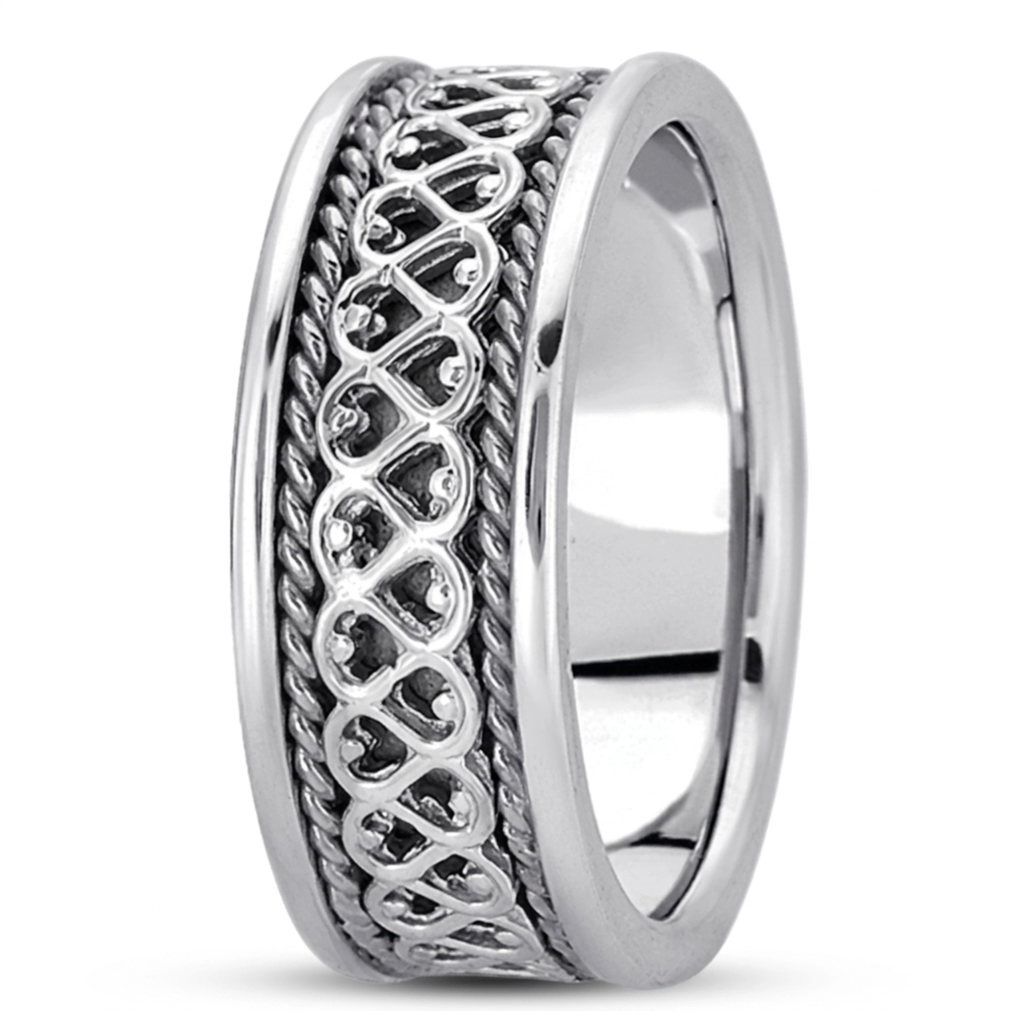 18K white gold 8.5mm. high polish hand-made-celtic-wedding-band - alternate view 7