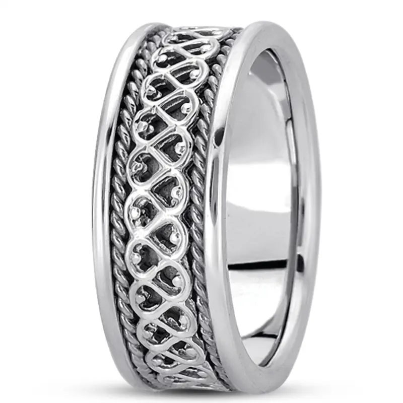 10K white gold 8.5mm. high polish hand-made-celtic-wedding-band - alternate view 7