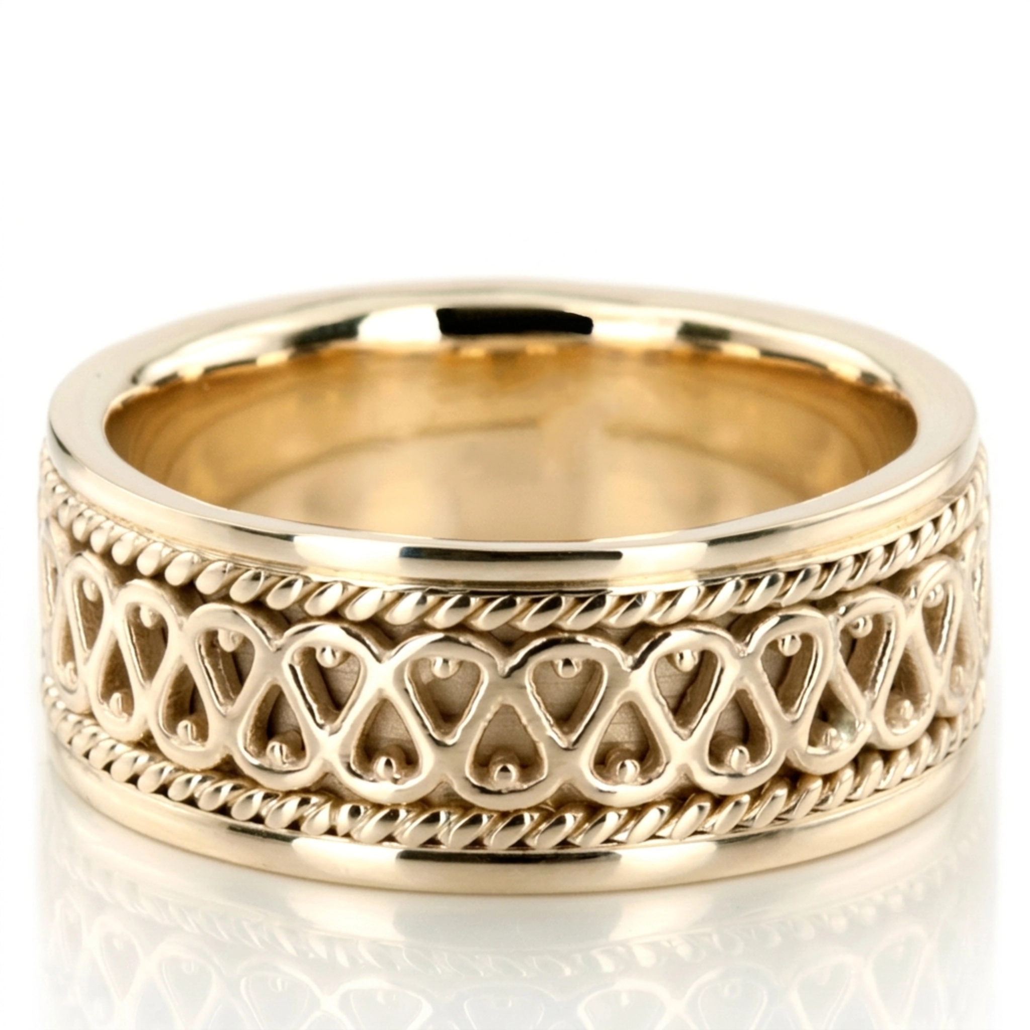 18K yellow gold 9.5mm. high polish hand-made-celtic-wedding-band - alternate view 3