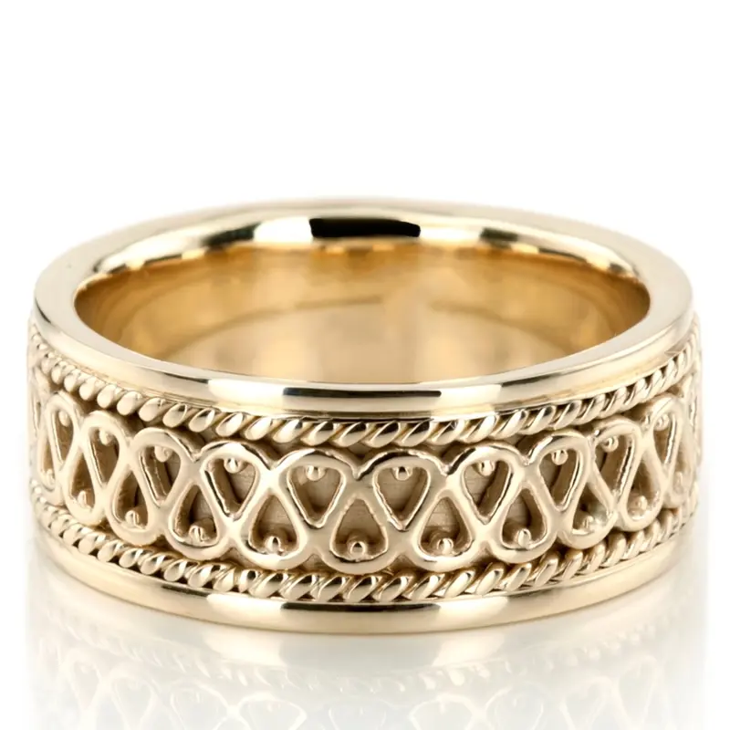 10K yellow gold 9.5mm. high polish hand-made-celtic-wedding-band - alternate view 3