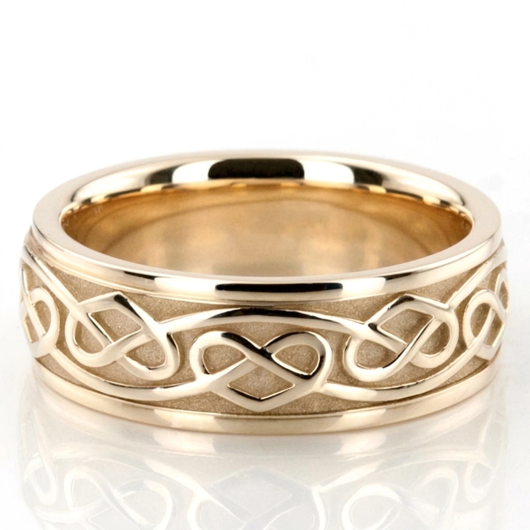 10K yellow gold 8mm. high polish hand-made-celtic-wedding-band - alternate view 2