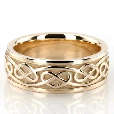 10K yellow gold 8mm. high polish hand-made-celtic-wedding-band - alternate view 2 thumbnail