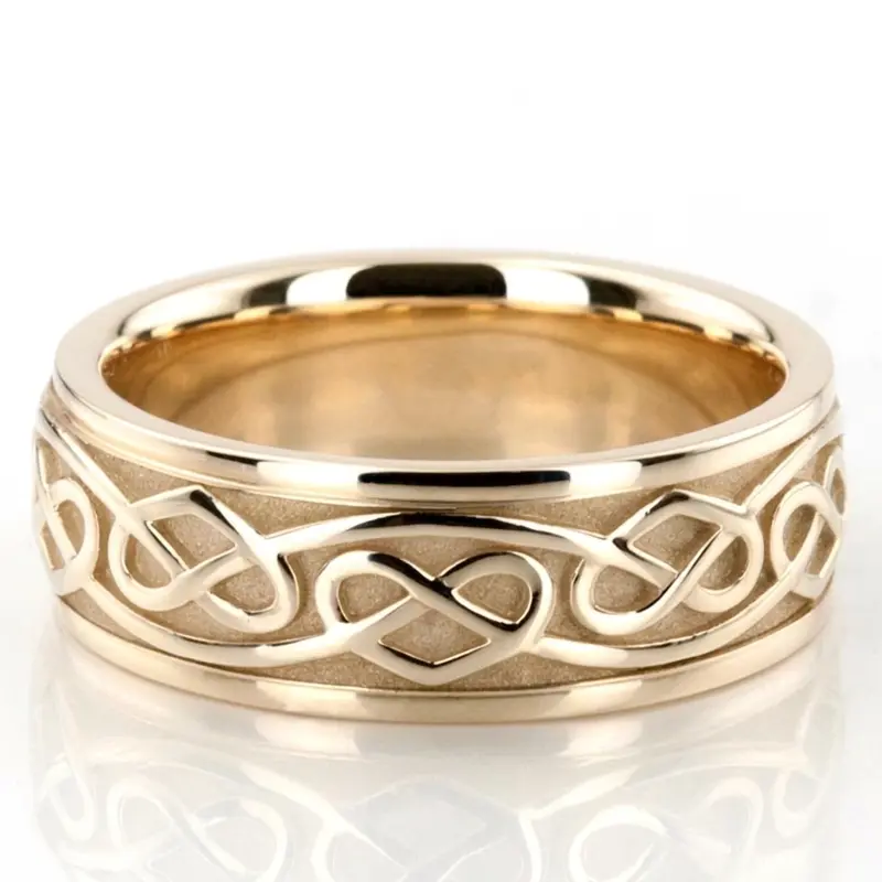 14K yellow gold 8mm. high polish hand-made-celtic-wedding-band - main view
