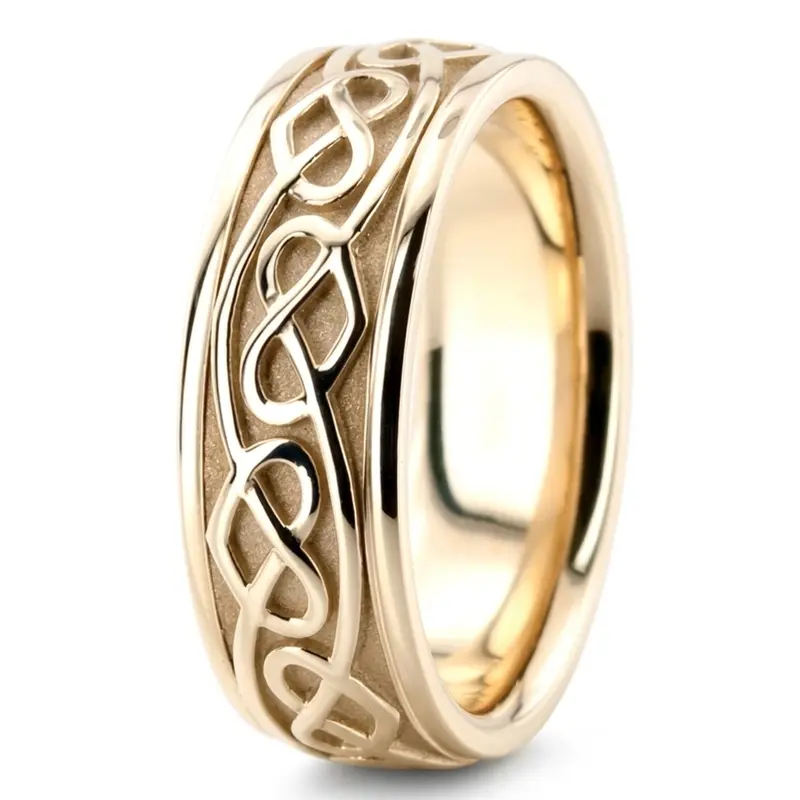 14K yellow gold 8mm. high polish hand-made-celtic-wedding-band - alternate view 3