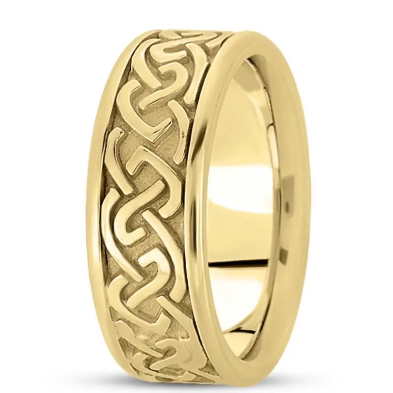 14K yellow gold 8.5mm. high polish hand-made-celtic-wedding-band - alternate view 4