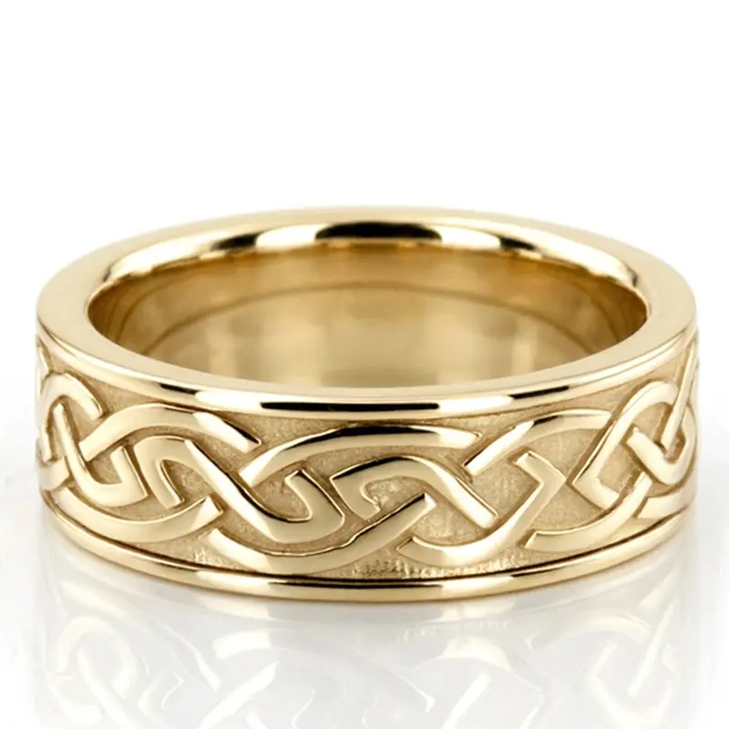 14K yellow gold 7.5mm. high polish hand-made-celtic-wedding-band - alternate view 3