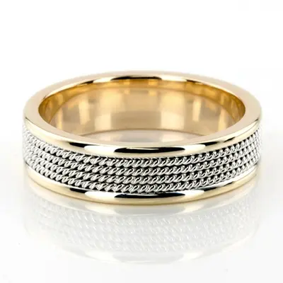 Four-row Braided Two-Color Wedding Band  - view 1 of 8