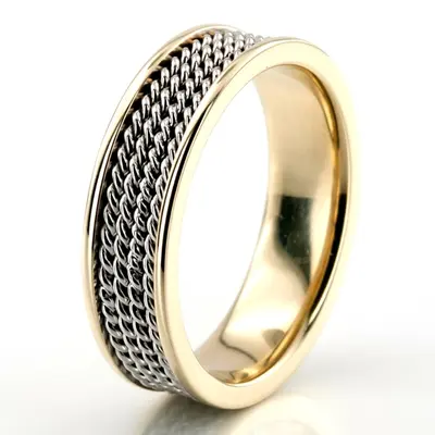 Four-row Braided Two-Color Wedding Band  - view 7 of 8