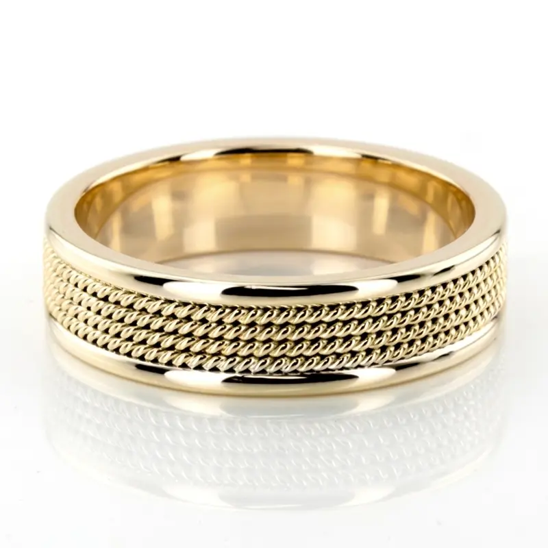 14K yellow gold 6mm. high polish hand-made-wedding-ring - alternate view 3