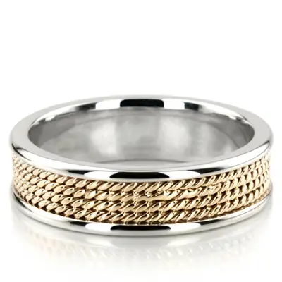 Four-row Braided Two-Color Wedding Band  - view 2 of 8