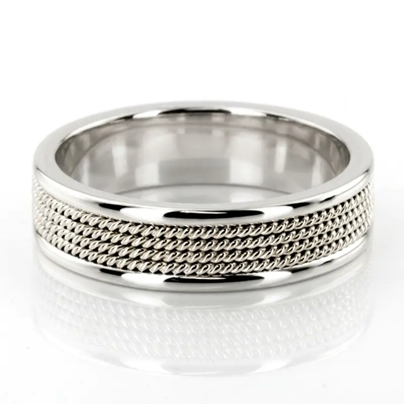 14K white gold 6mm. high polish hand-made-wedding-ring - alternate view 4