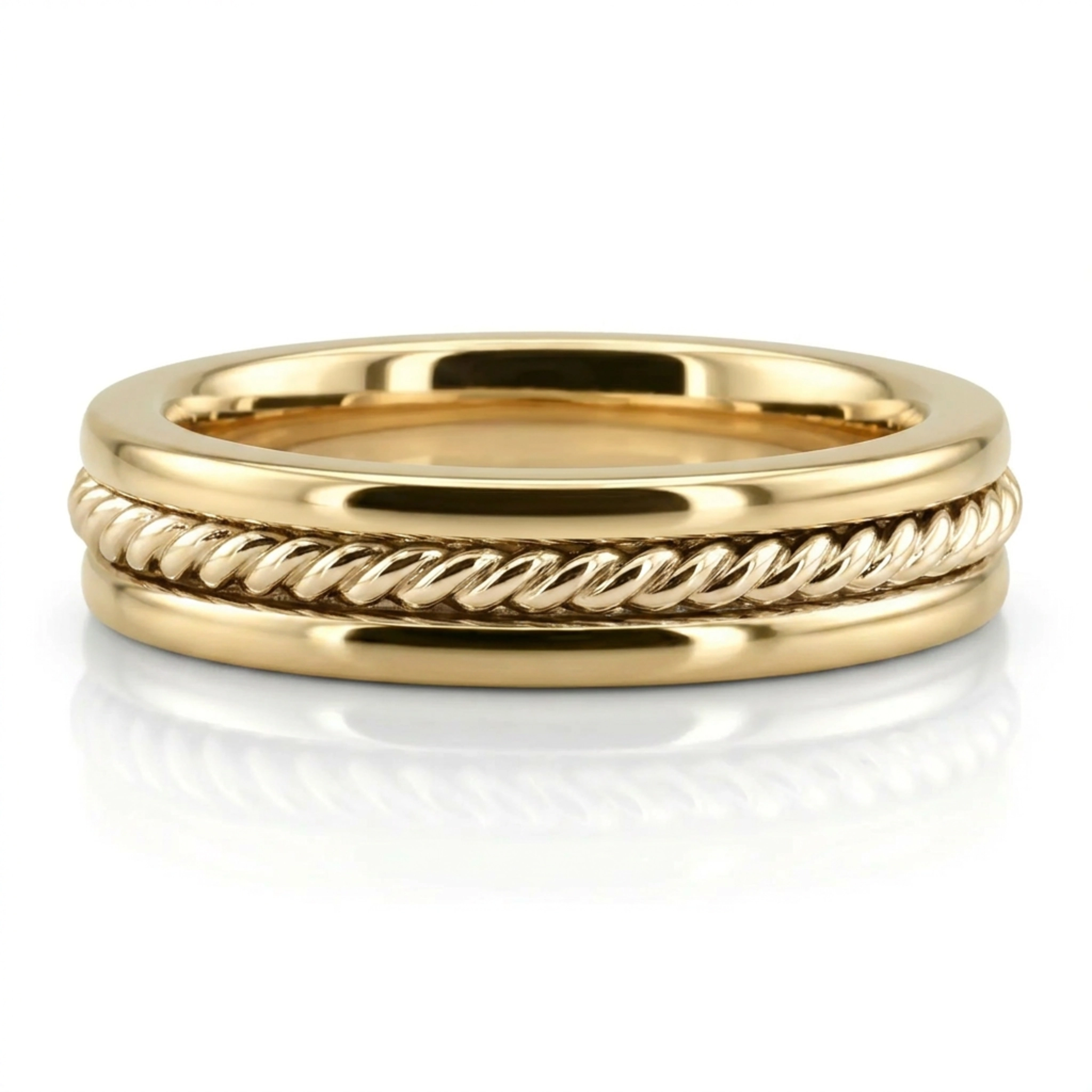 10K yellow gold 4mm. shiny finish Single-Braid-Handcrafted-Wedding-Ring - alternate view 5