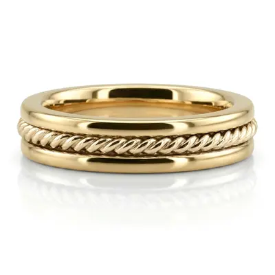 10K yellow gold 4mm. shiny finish Single-Braid-Handcrafted-Wedding-Ring - alternate view 5 thumbnail