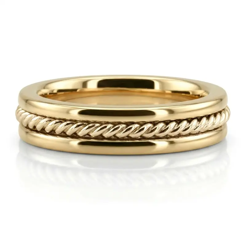 10K yellow gold 4mm. shiny finish Single-Braid-Handcrafted-Wedding-Ring - alternate view 5