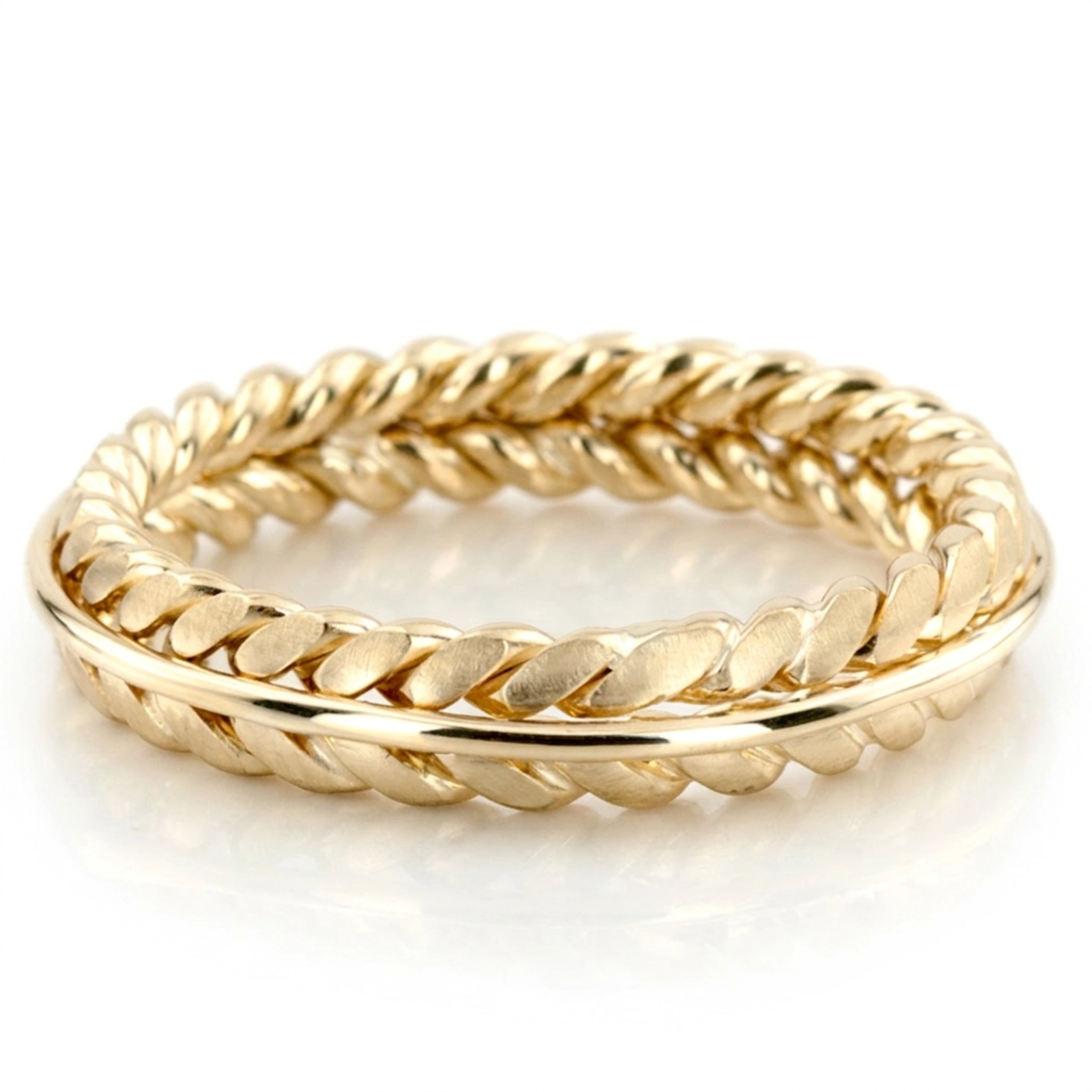 18K yellow gold 5mm. cross satin hand-made-wedding-ring - main view