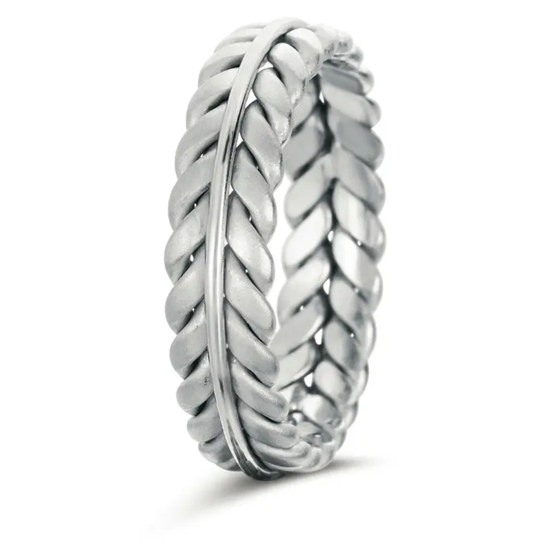 platinum 5mm. cross satin hand-made-wedding-ring - alternate view 5