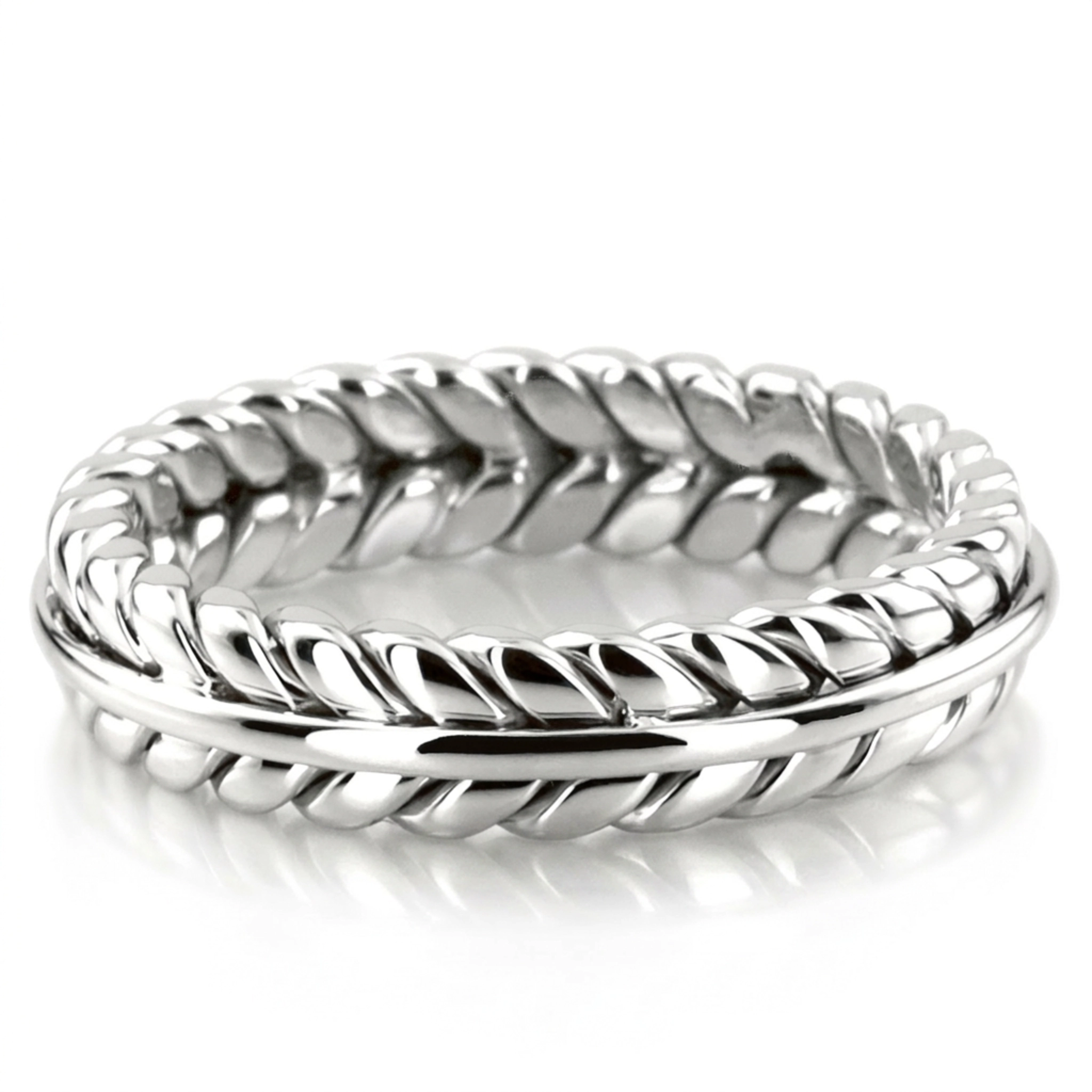 18K white gold 5mm. high polish hand-made-wedding-ring - alternate view 2
