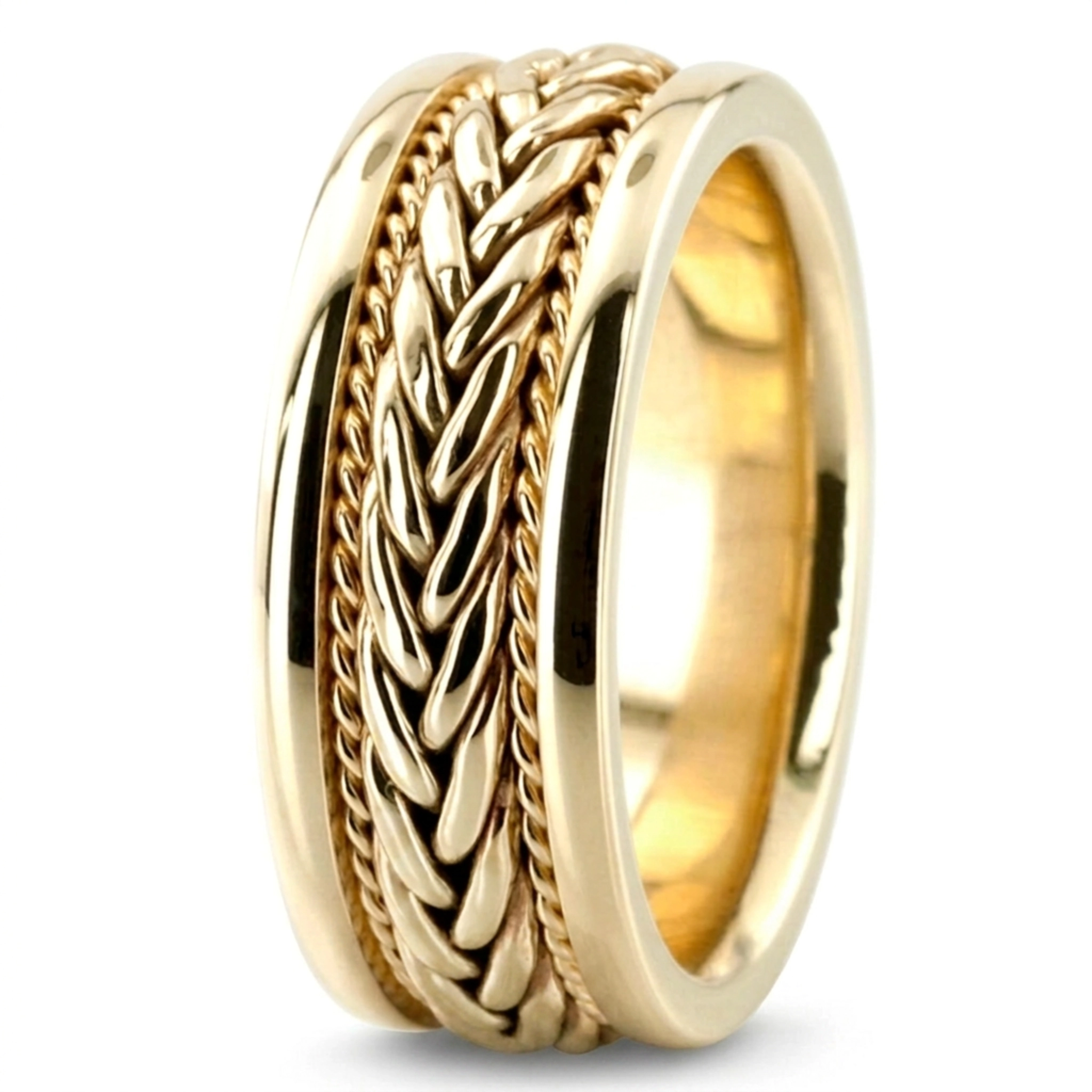 10K yellow gold 8.5mm. high polish hand-made-wedding-band - alternate view 7