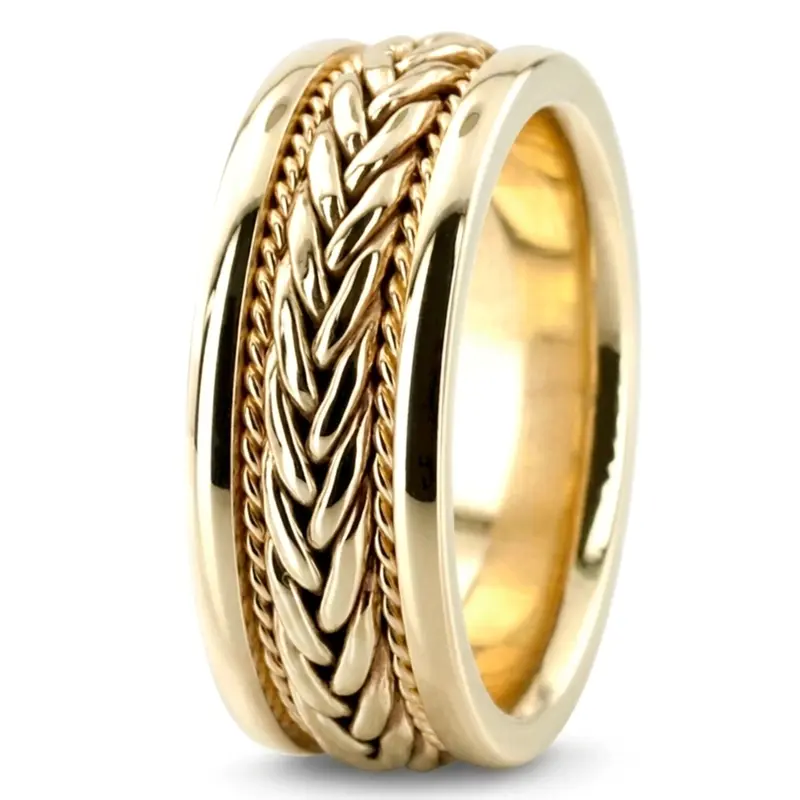 10K yellow gold 8.5mm. high polish hand-made-wedding-band - alternate view 7